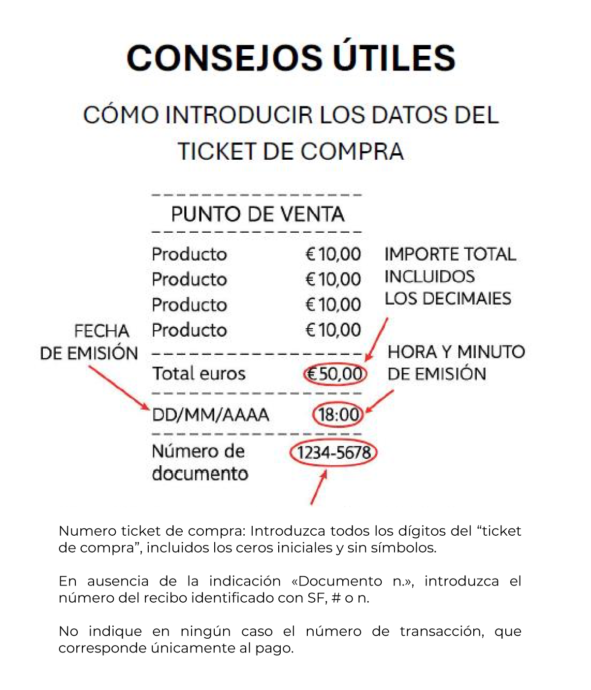 ticket de compra consejos útiles